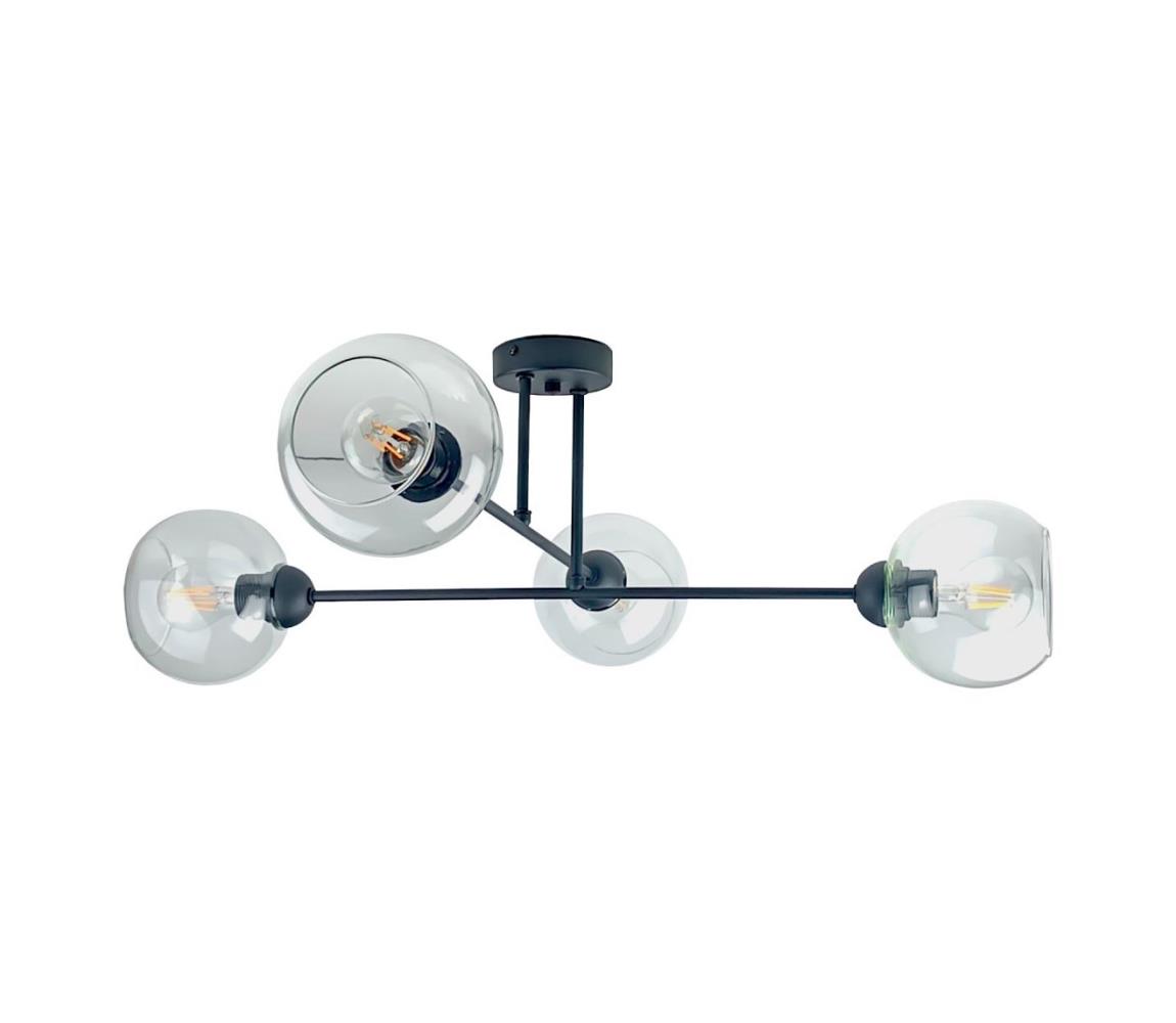 Żyrandol na drążku VASCO 4xE27/60W/230V czarny/przezroczysty