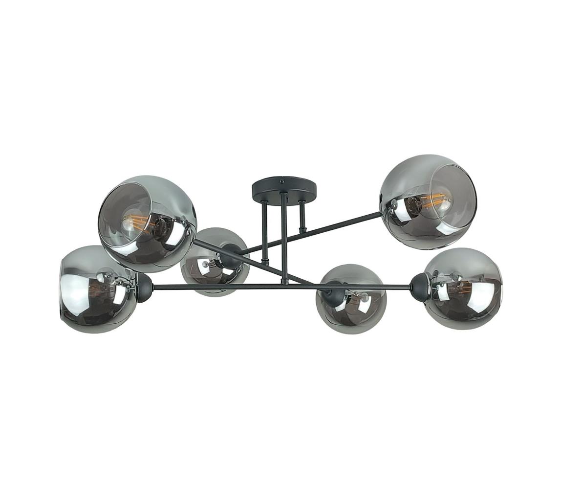 Żyrandol na drążku VASCO 6xE27/60W/230V czarny/dymny czarny