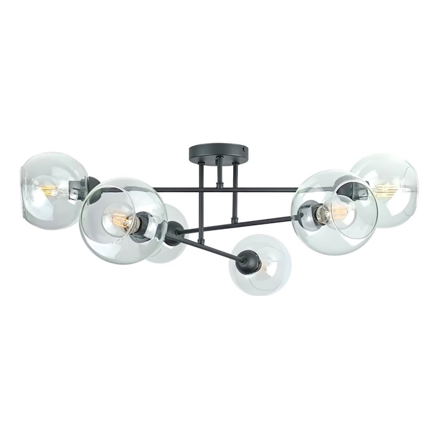 Żyrandol na drążku VASCO 6xE27/60W/230V czarny/przezroczysty