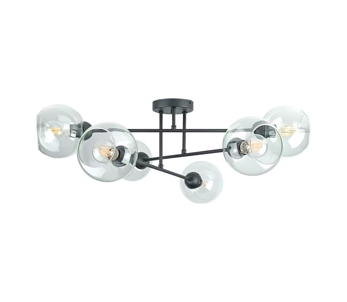 Żyrandol na drążku VASCO 6xE27/60W/230V czarny/przezroczysty