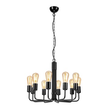 Żyrandol na łańcuchu 10xE27/60W/230V czarny
