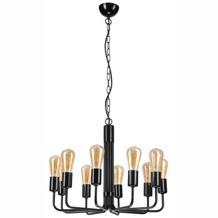 Żyrandol na łańcuchu 10xE27/60W/230V czarny