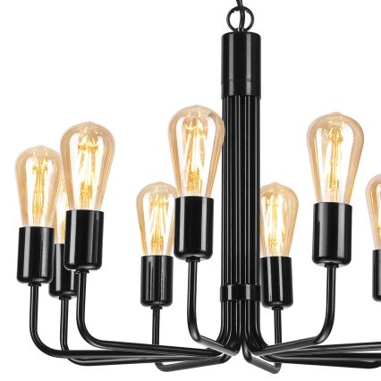 Żyrandol na łańcuchu 10xE27/60W/230V czarny