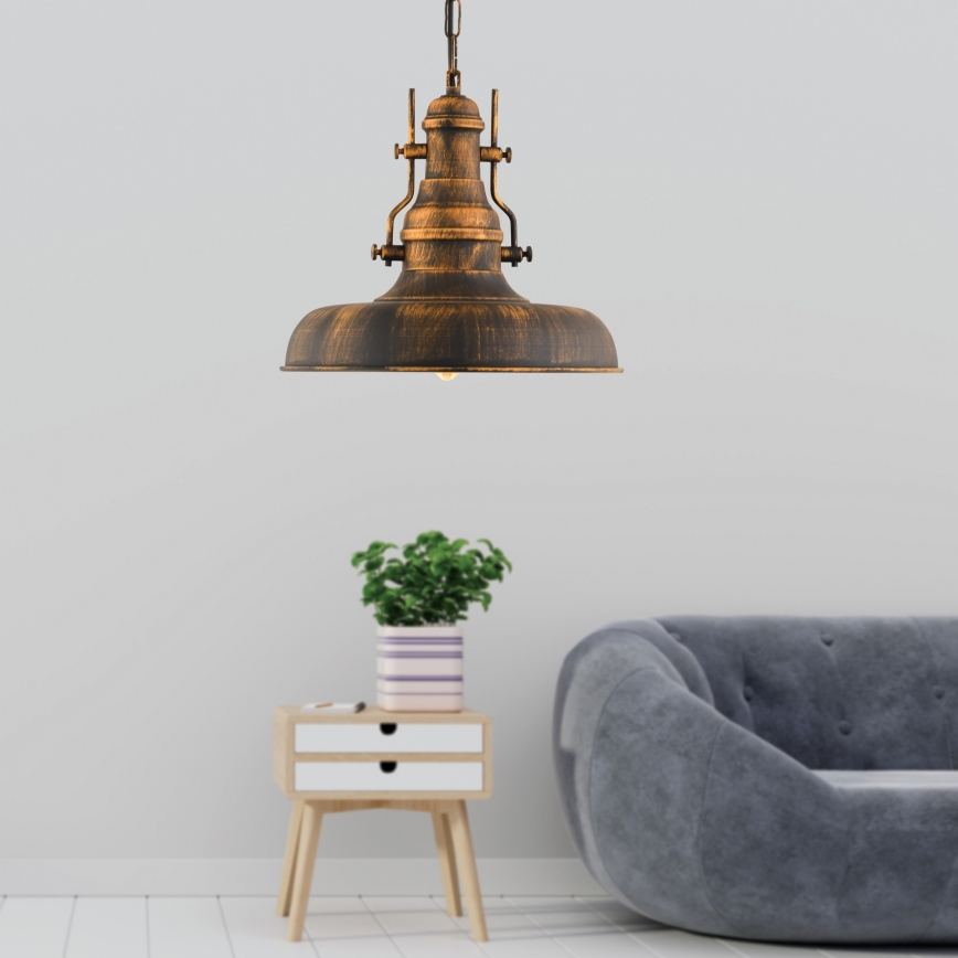 Żyrandol na łańcuchu 1xE27/40W/230V brąz