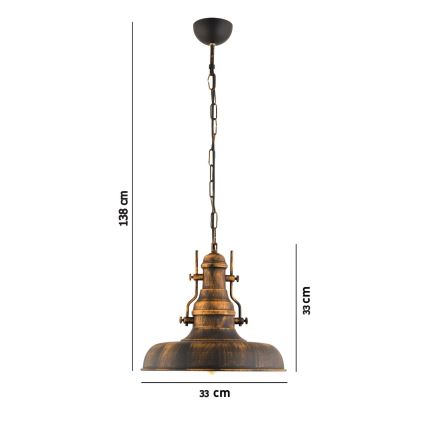 Żyrandol na łańcuchu 1xE27/40W/230V brąz