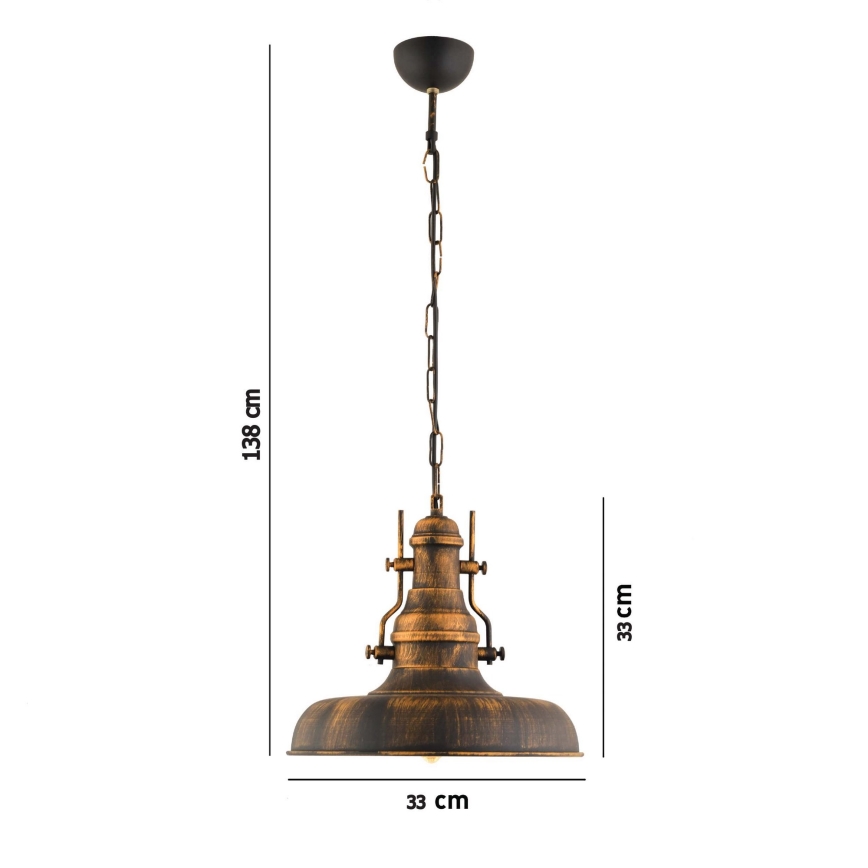 Żyrandol na łańcuchu 1xE27/40W/230V brąz