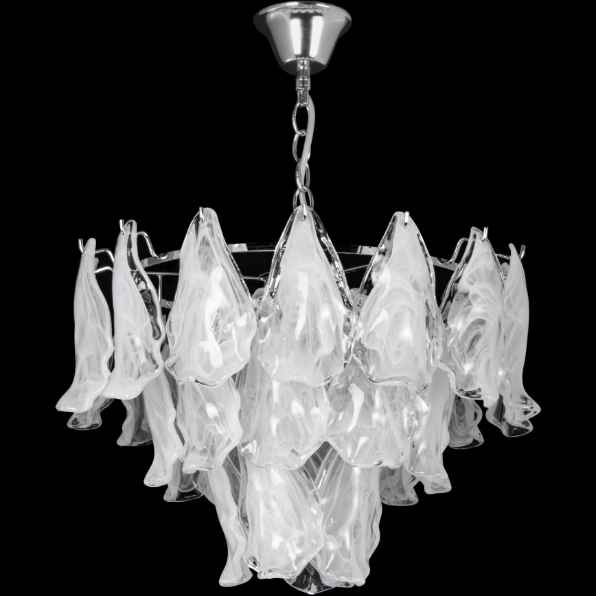 Żyrandol na łańcuchu 4xE27/60W/230V śr. 40 cm chrom błyszczący/biały