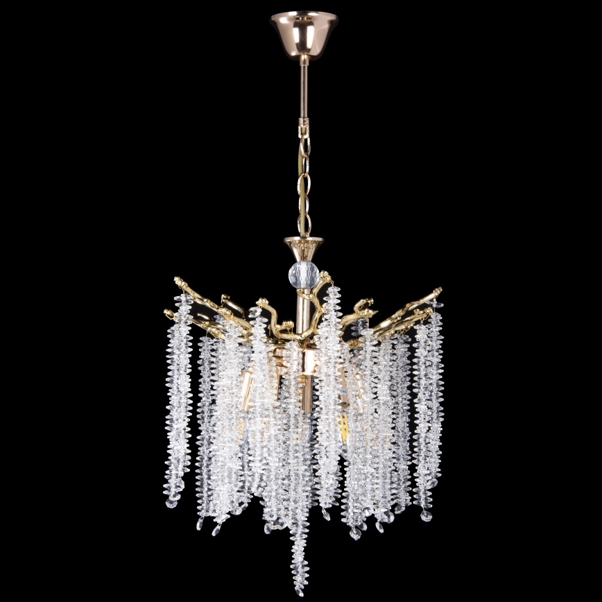 Żyrandol na łańcuchu 5xE14/60W/230V śr. 50 cm złoty