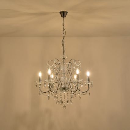 Żyrandol na łańcuchu 6xE14/15W/230V