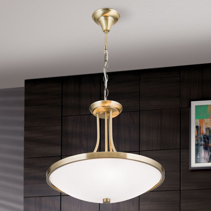 Żyrandol na łańcuchu AIDA 3xE27/60W/230V śr. 39,5 cm mosiądz
