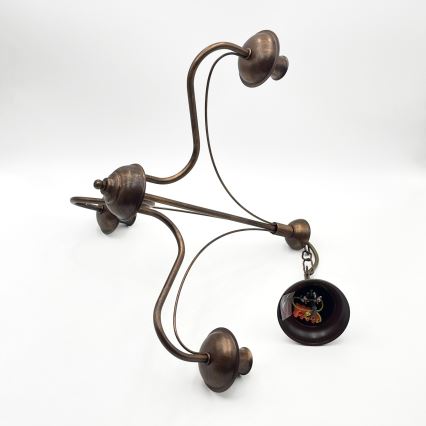 Żyrandol na łańcuchu ANTON 3xE14/15W/230V brązowy