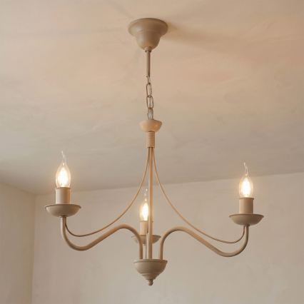 Żyrandol na łańcuchu ANTON 3xE14/60W/230V beżowy