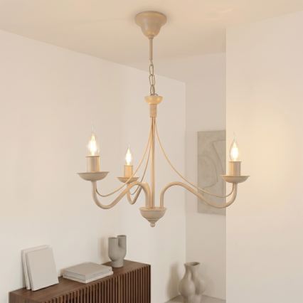 Żyrandol na łańcuchu ANTON 3xE14/60W/230V beżowy