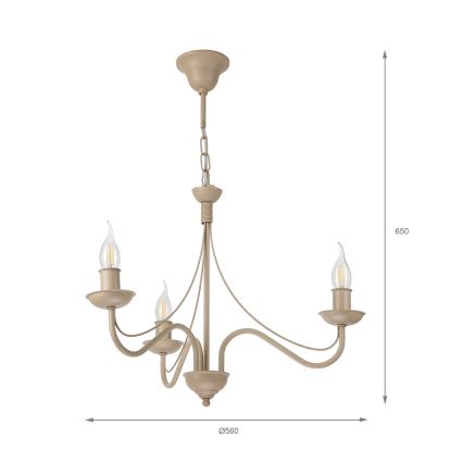 Żyrandol na łańcuchu ANTON 3xE14/60W/230V beżowy
