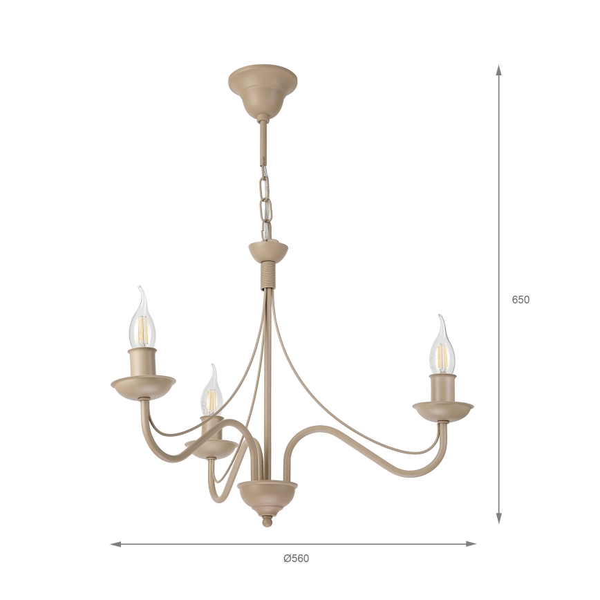 Żyrandol na łańcuchu ANTON 3xE14/60W/230V beżowy