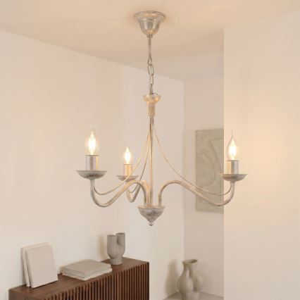 Żyrandol na łańcuchu ANTON 3xE14/60W/230V biała patyna
