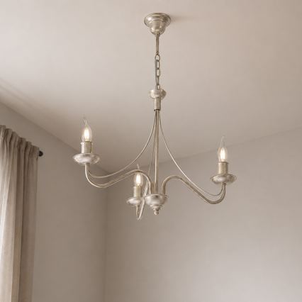 Żyrandol na łańcuchu ANTON 3xE14/60W/230V biała patyna