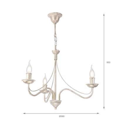 Żyrandol na łańcuchu ANTON 3xE14/60W/230V biała patyna