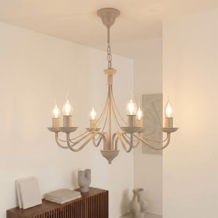 Żyrandol na łańcuchu ANTON 6xE14/60W/230V beżowy