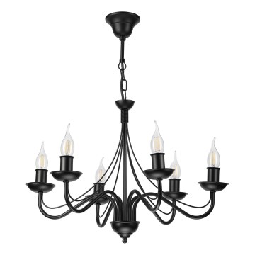 Żyrandol na łańcuchu ANTON 6xE14/60W/230V czarny