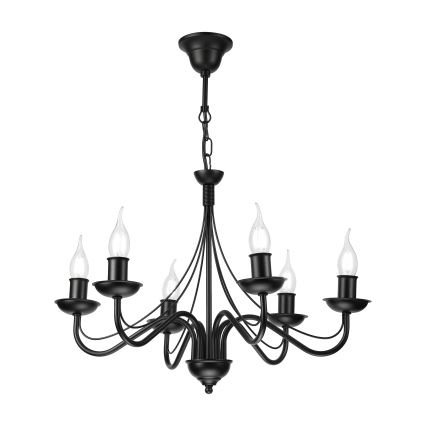 Żyrandol na łańcuchu ANTON 6xE14/60W/230V czarny