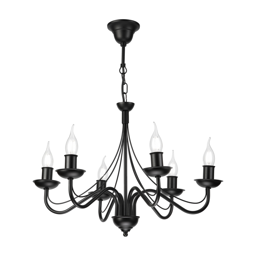 Żyrandol na łańcuchu ANTON 6xE14/60W/230V czarny