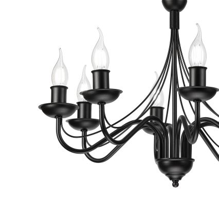 Żyrandol na łańcuchu ANTON 8xE14/60W/230V czarny