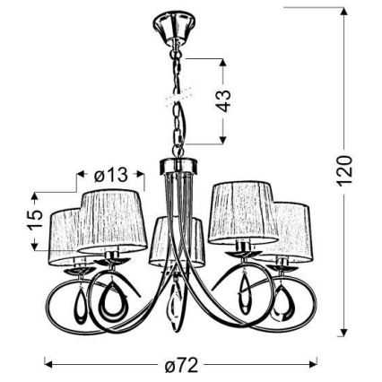 Żyrandol na łańcuchu ARNIKA 5xE14/40W/230V matowy chrom/białe