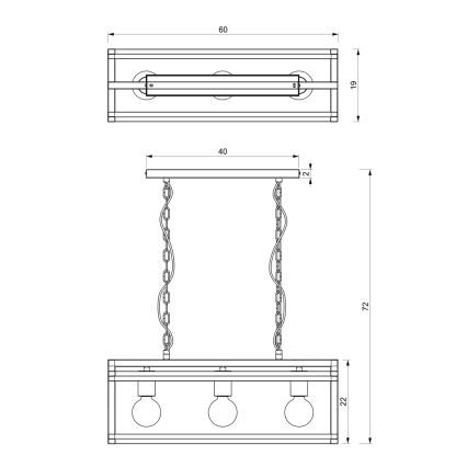 Żyrandol na łańcuchu ARNOLD 3xE27/60W/230V czarny