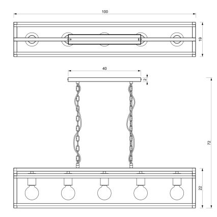 Żyrandol na łańcuchu ARNOLD 5xE27/60W/230V czarny