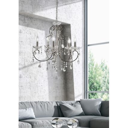 Żyrandol na łańcuchu AURORA 5xE14/40W/230V