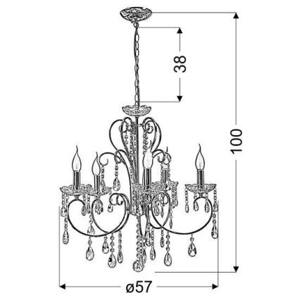 Żyrandol na łańcuchu AURORA 5xE14/40W/230V