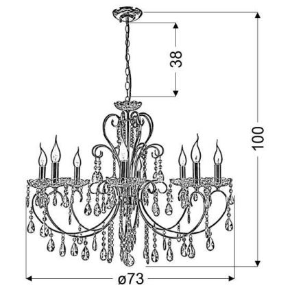 Żyrandol na łańcuchu AURORA 8xE14/40W/230V