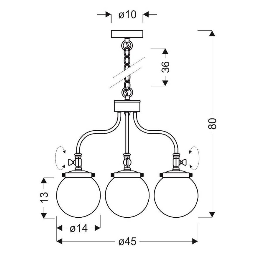 Żyrandol na łańcuchu BALLET 3xE27/40W/230V matowy chrom