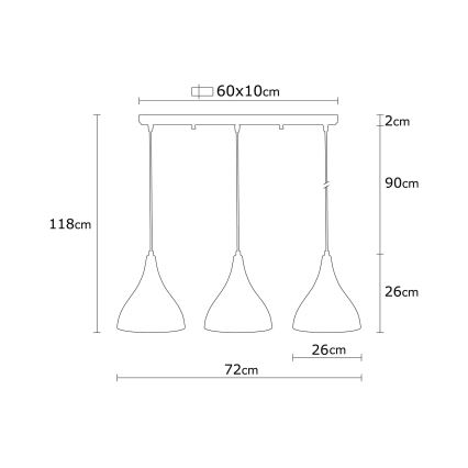 Żyrandol na łańcuchu BERCESTE 3xE27/40W/230V