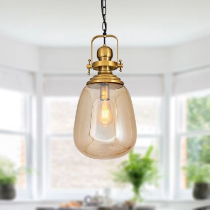 Żyrandol na łańcuchu BOTTLE 1xE27/40W/230V złoty