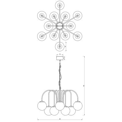 Żyrandol na łańcuchu CAMBRIDGE 12xE14/60W/230V czarny