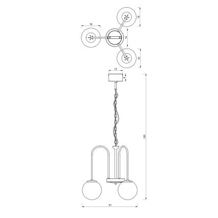 Żyrandol na łańcuchu CAMBRIDGE 3xE14/60W/230V czarny/mosiądz