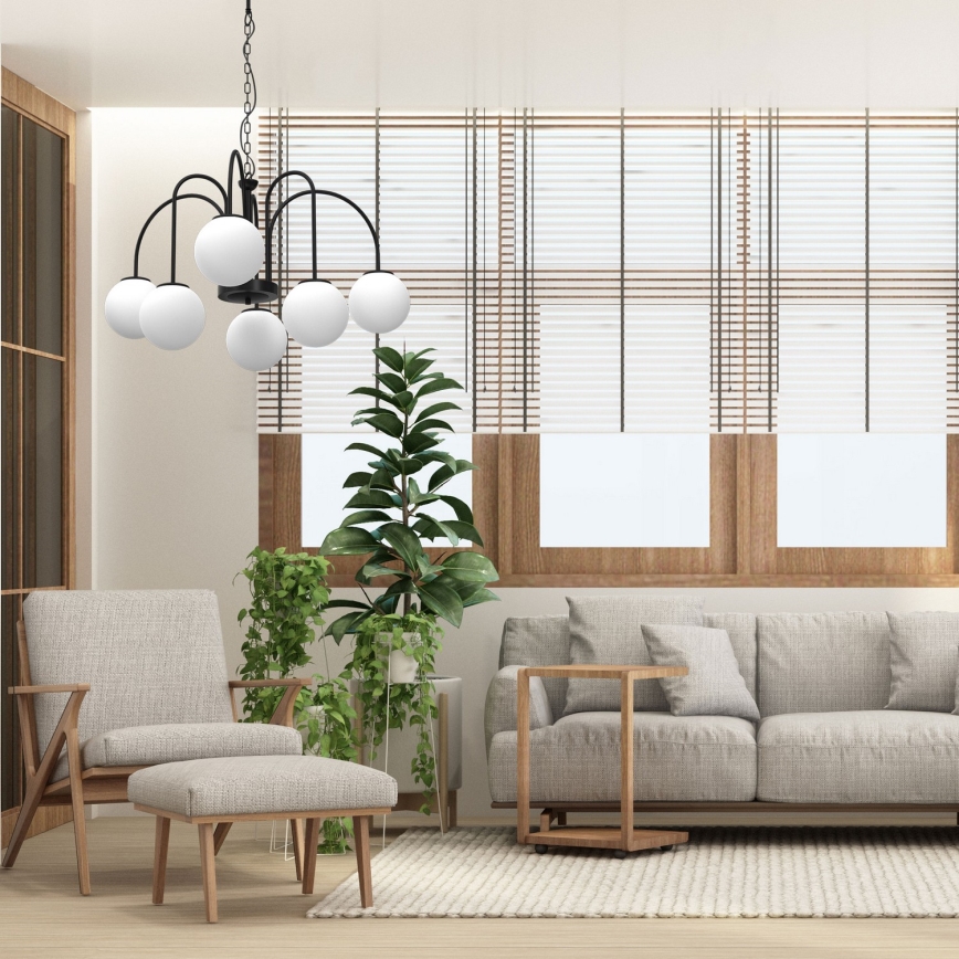 Żyrandol na łańcuchu CAMBRIDGE 6xE14/60W/230V czarny