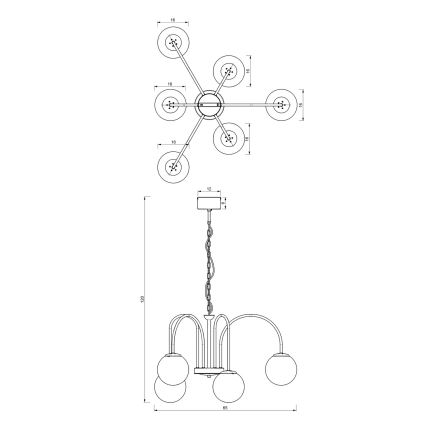 Żyrandol na łańcuchu CAMBRIDGE 6xE14/60W/230V czarny