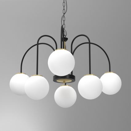 Żyrandol na łańcuchu CAMBRIDGE 6xE14/60W/230V czarny/mosiądz