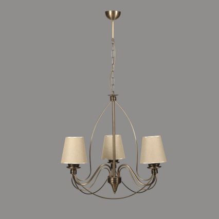 Żyrandol na łańcuchu CLASSIC 3xE14/40W/230V brązowy/beżowy