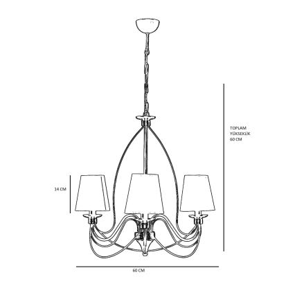 Żyrandol na łańcuchu CLASSIC 3xE14/40W/230V brązowy/beżowy
