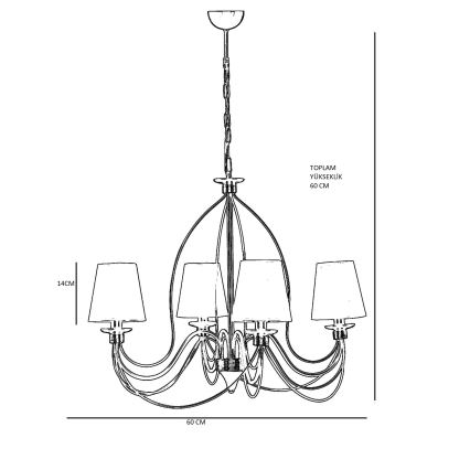 Żyrandol na łańcuchu CLASSIC 4xE14/40W/230V brązowy/beżowy