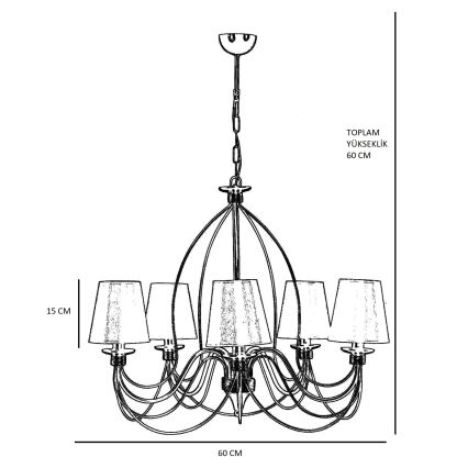 Żyrandol na łańcuchu CLASSIC 5xE14/40W/230V brązowy/beżowy