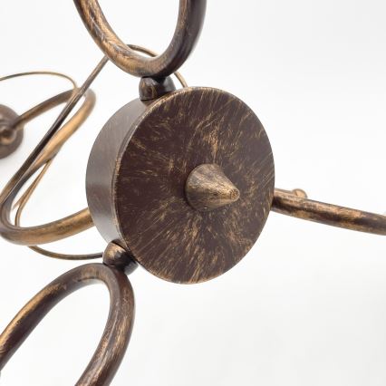 Żyrandol na łańcuchu COBRA 5xE27/60W/230V brąz/patyna