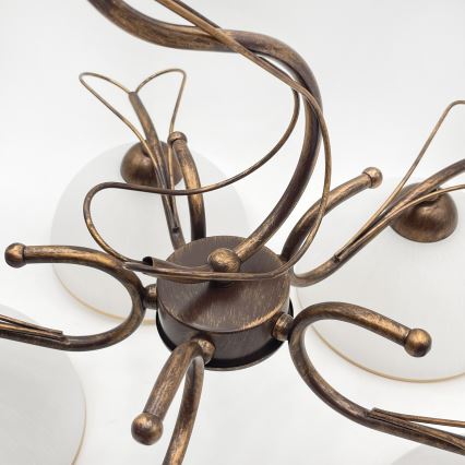 Żyrandol na łańcuchu COBRA 5xE27/60W/230V brąz/patyna