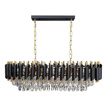 Żyrandol na łańcuchu CRISTAL 10xE14/10W/230V czarny/złoty