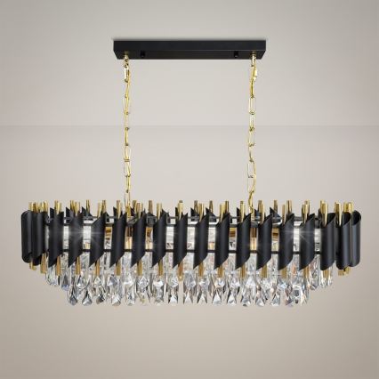 Żyrandol na łańcuchu CRISTAL 10xE14/10W/230V czarny/złoty