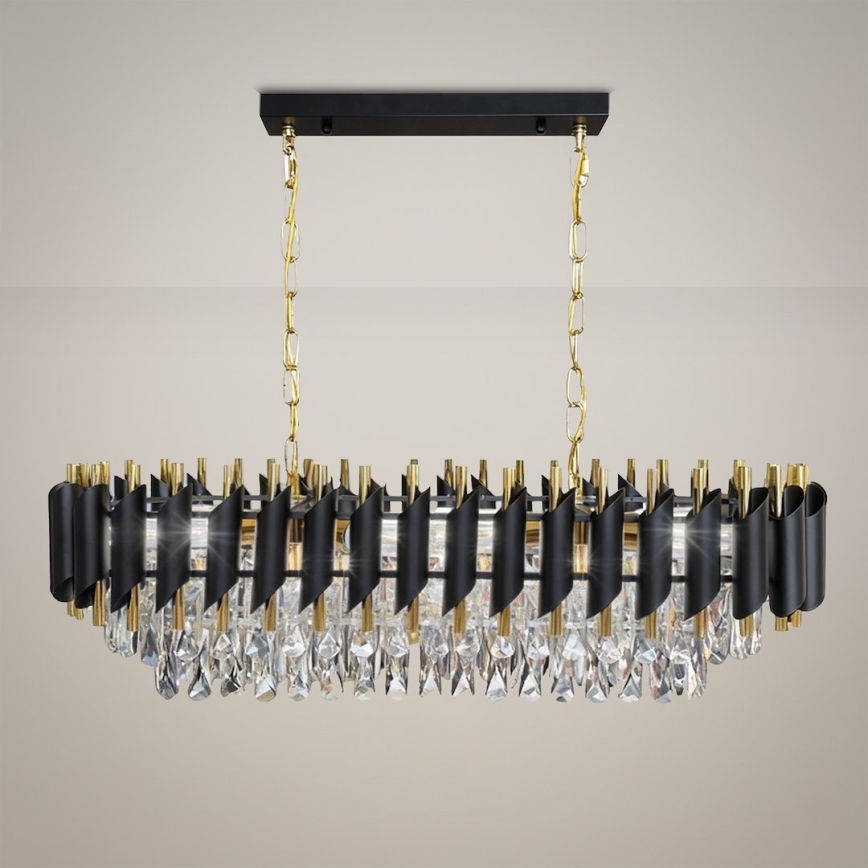 Żyrandol na łańcuchu CRISTAL 10xE14/10W/230V czarny/złoty